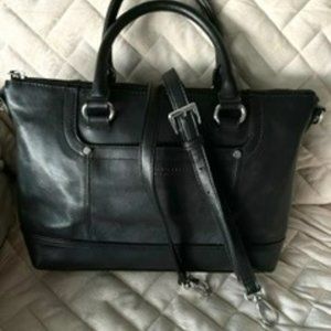 Tignanello Black Leather Crossbody Satchel